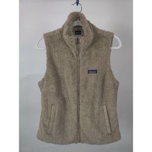 Patagonia Women fleece vest jacket warm winter beige size Large